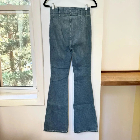 NWT Free People Jayde Flare Jeans High Rise Denim in Blue Sea Medium Denim 27 - Picture 6 of 12